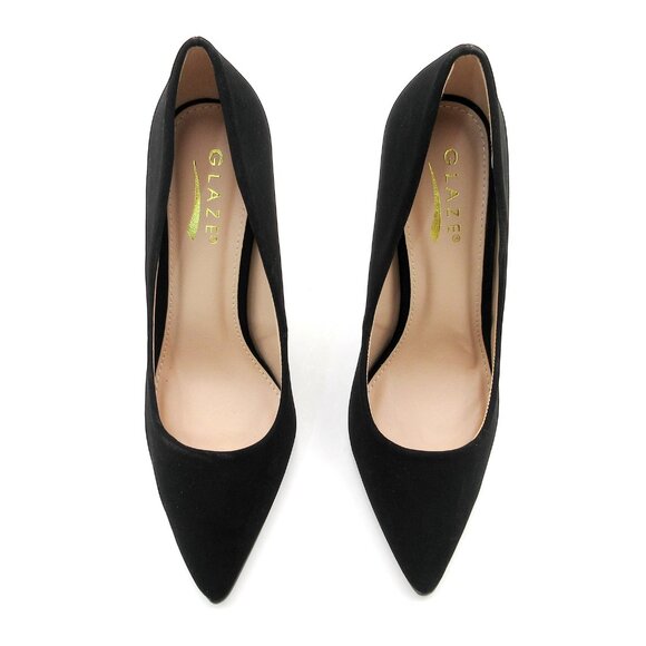 LURNYET BLACK NUBUCK Women Pointed-Toe Pumps with Stiletto 4 inch Heels - Picture 5 of 5